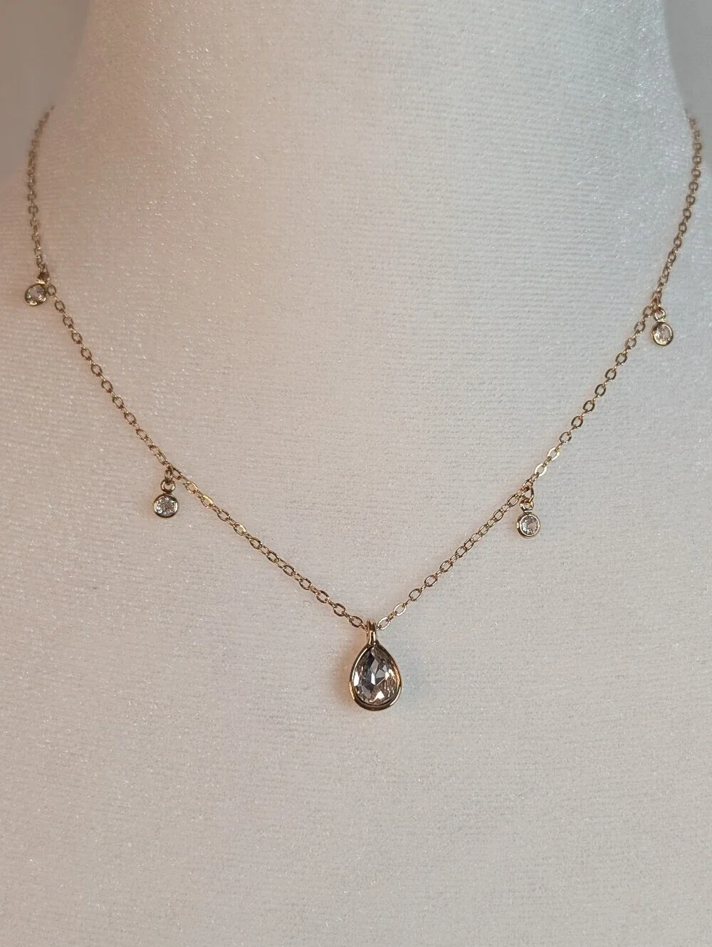 Ettika Dripping Crystals Tear Drop Necklace 14k Gold Plated